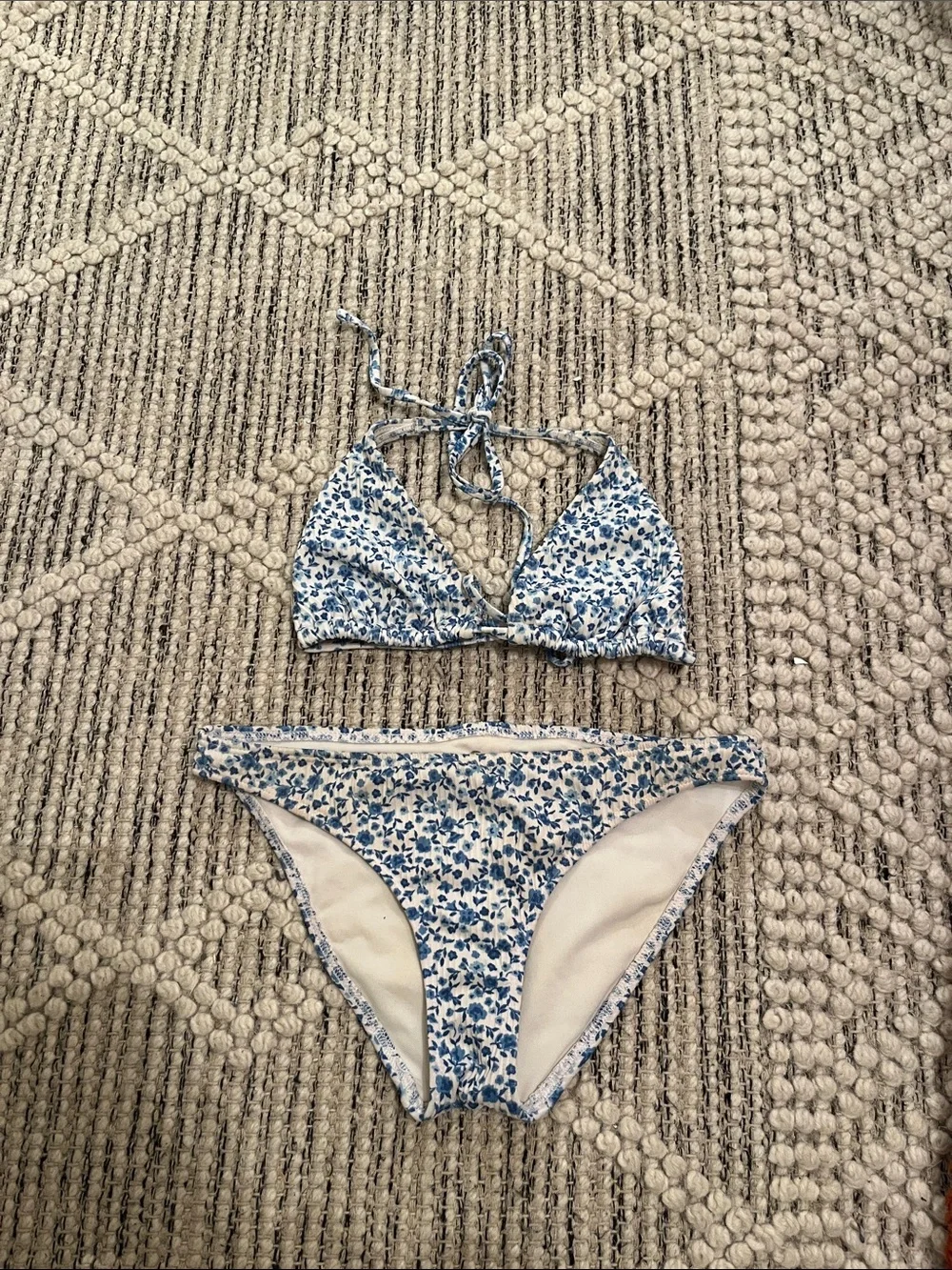 Hollister Blue & White Floral Girls' Two-Piece Swim Set